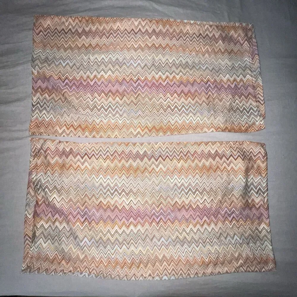 MISSONI HOME John Chevron ZigZag King Flat Sheet & 2 King Pillowcases 20X38”
